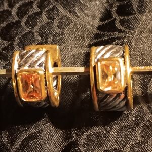 Citrine and silver post earrings